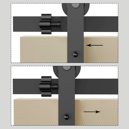TSMST 152cm Schiebetürsystem Komplett Set für Schiebetüren mit Bodenführung Schwarz Schienen Kit Passend für eine einzelne Holztür, J-Form