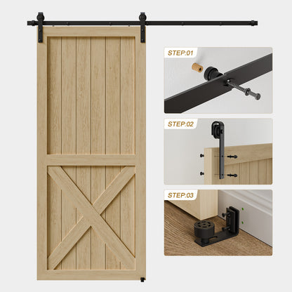 TSMST 243cm Schiebetürsystem Komplett-Set für Schiebetüren mit Bodenführung Schwarz Schienen-Kit Passend für eine einzelne Holztür, J-Form