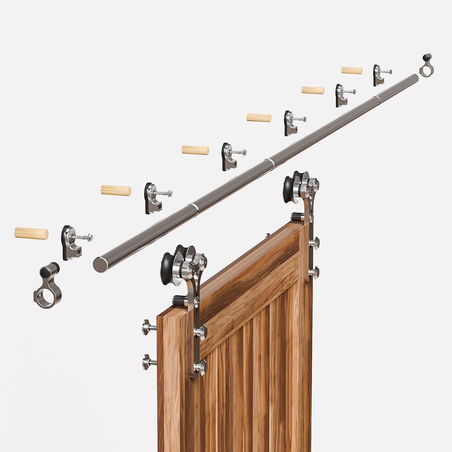 TSMST 244CM/8FT Sliding Barn Door Hardware Kit Track Roller Closet Accessory for Single Door Stainless Steel Kit