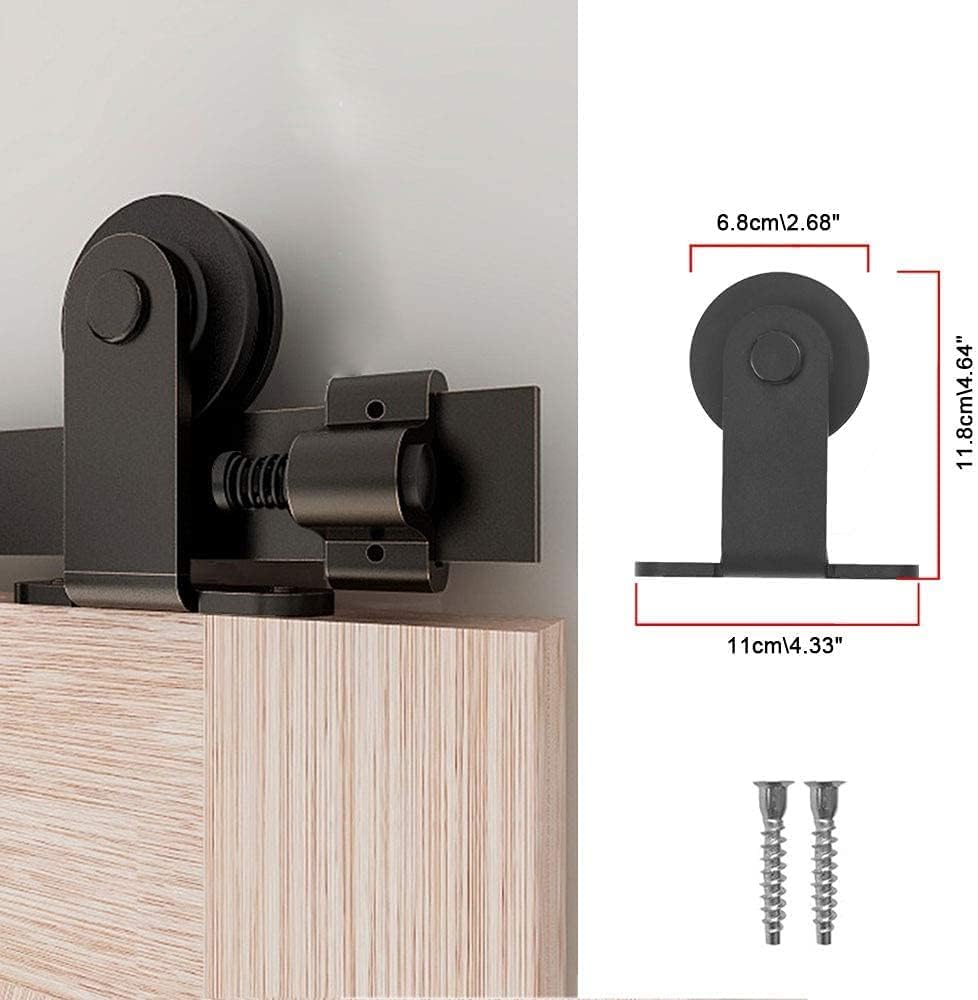 TSMST 6.6FT/203CM Sliding Door Track Kit, Internal Barn Sliding Wood Doors Rail T Mount Hangers Black for Single Door