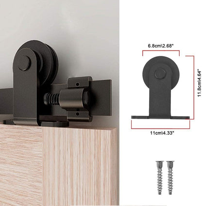 TSMST 6.6FT/203CM Sliding Door Track Kit, Internal Barn Sliding Wood Doors Rail T Mount Hangers Black for Single Door