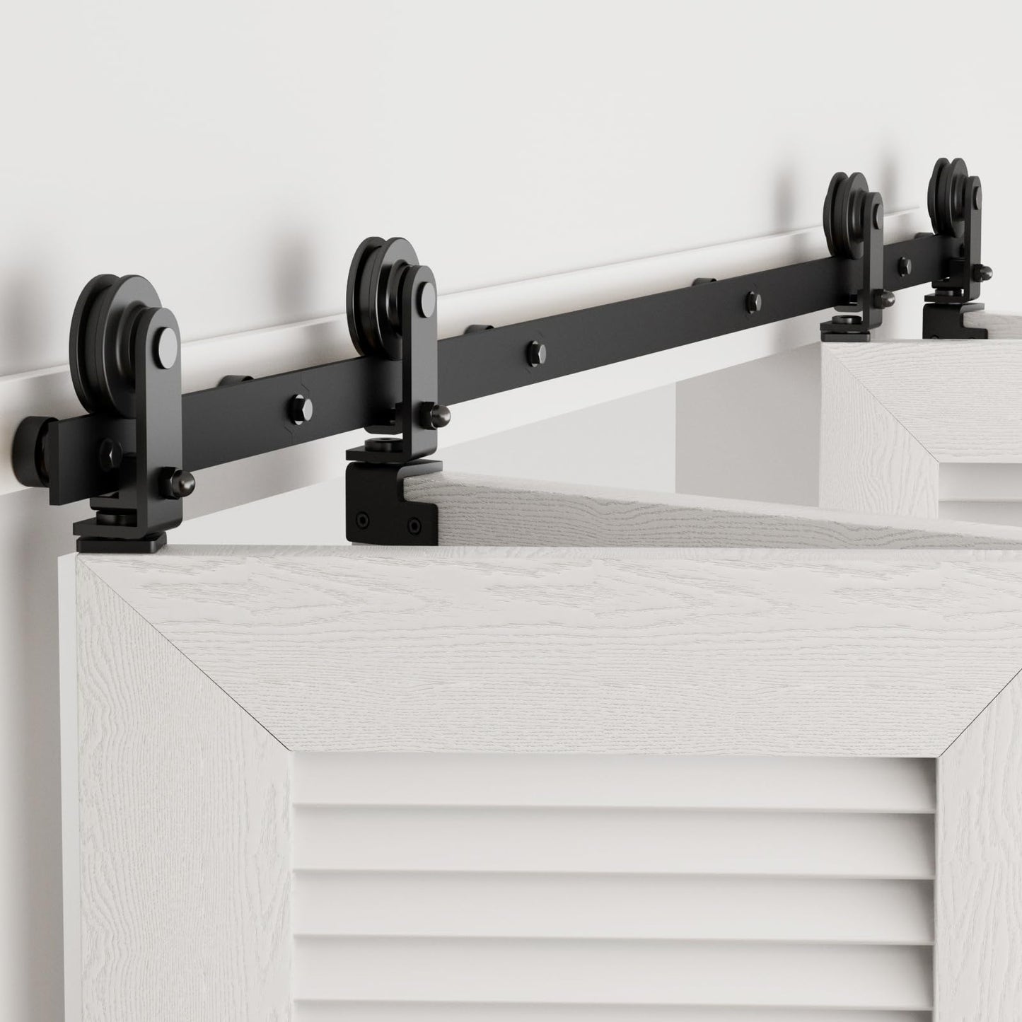 TSMST 150CM/5FT Bi-Folding Sliding Barn Door Hardware,Quietly Simple and Easy to Install for 4 Doors Hardware Kit, Applicable to Door Openings 120-130CM [T Style No Door ]