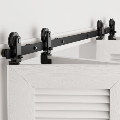 TSMST 150CM/5FT Bi-Folding Sliding Barn Door Hardware,Quietly Simple and Easy to Install for 4 Doors Hardware Kit, Applicable to Door Openings 120-130CM [T Style No Door ]