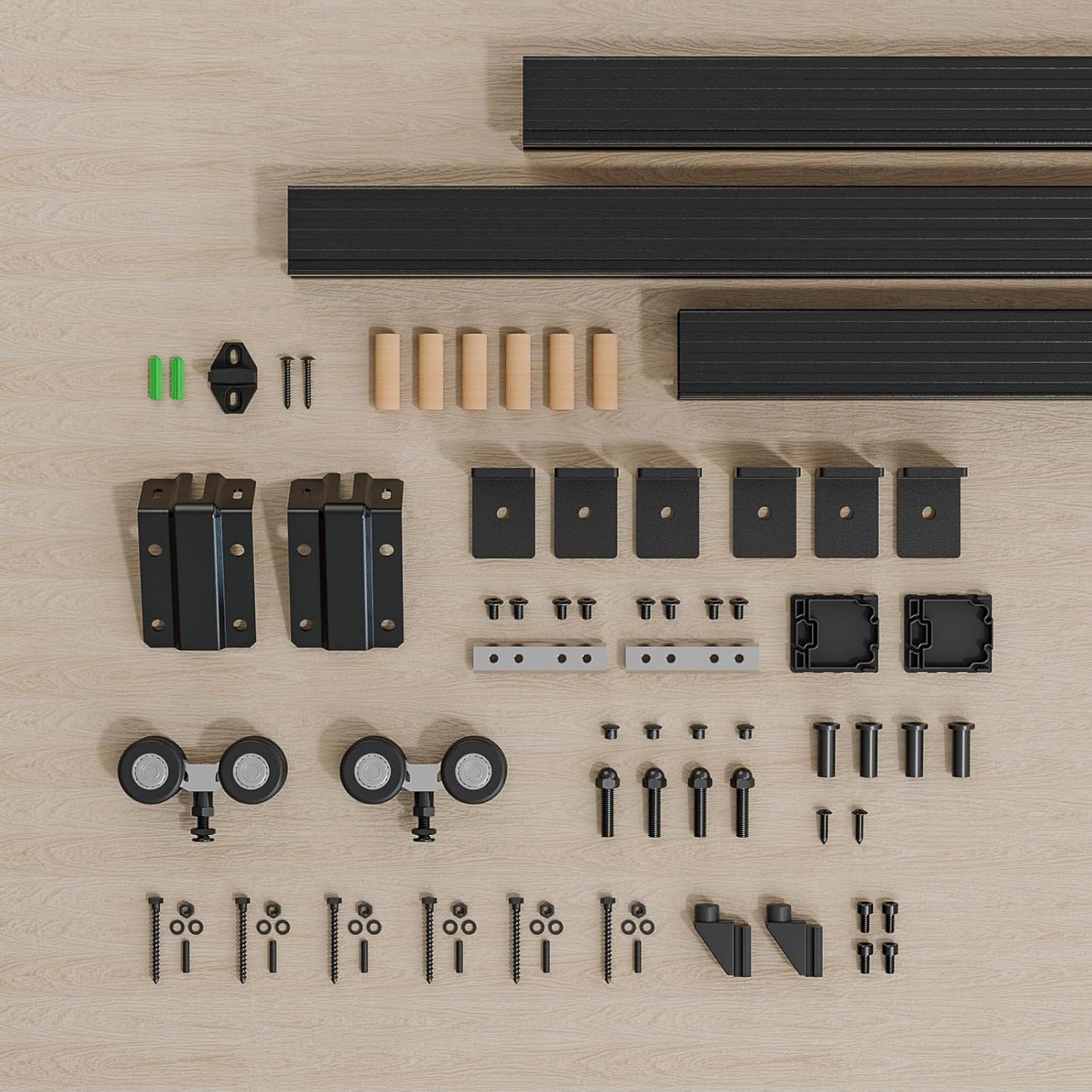 TSMST 5FT/153CM Kastenschiene Schiebetürsystem Komplett-Set Aluminiumlegierung Wandhalterung,Schiebetür Hardware Kit für Schiebetüren glatt und Heavy Duty für Einzeltür