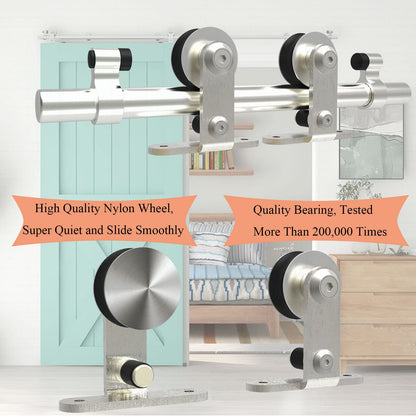 6FT/183CM Sliding Door Track Kit, TSMST Internal Stainless Steel Sliding Barn Wood Door Hardware System for Single Door