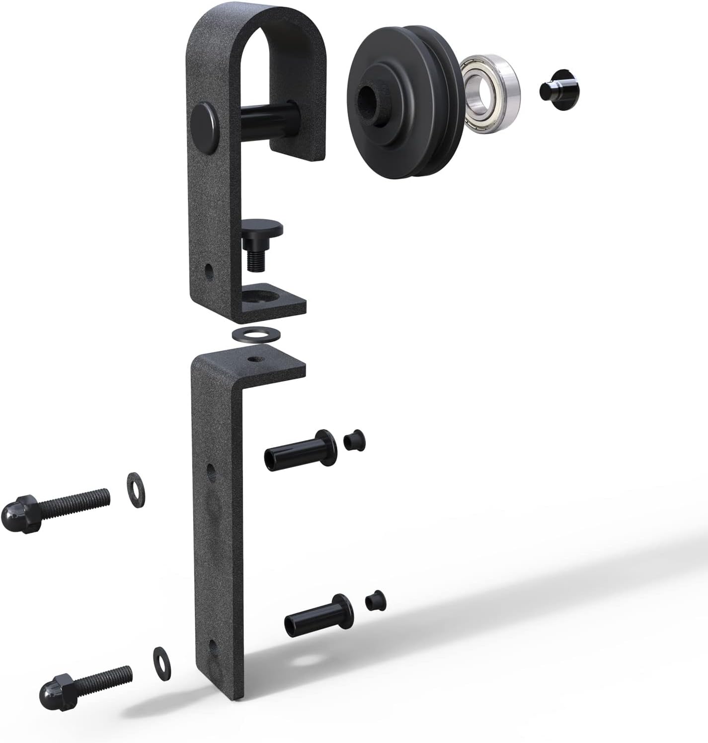 TSMST 100cm/3.3ft Klapptür Schiebetürsystem Komplett-Set, Platzsparende Scheunentür Spur Set für 2 Türen, Glatt und Ruhig (keine Tür)