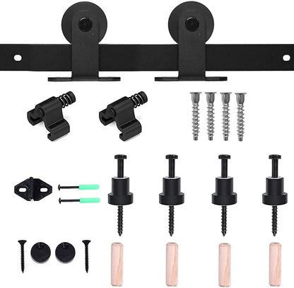 TSMST 5.5FT/173CM Sliding Door Track Kit, Internal Barn Sliding Wood Doors Rail T Mount Hangers Black for Single Door