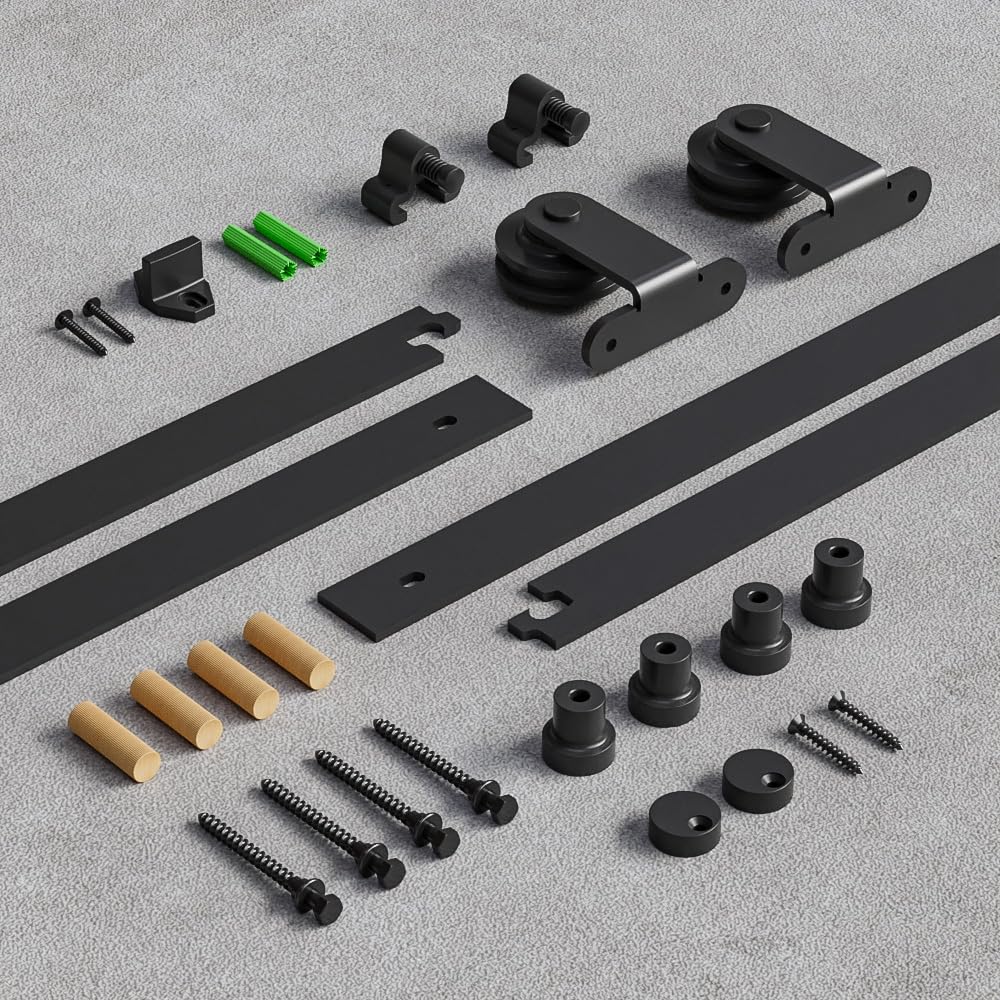 TSMST 213CM/7FT Schiebetürbeschläge Schiebetüren Schiebetürsystem Komplettset Laufschiene Rollen Set T-Form