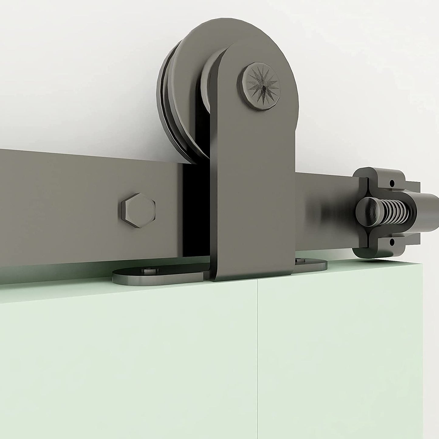 TSMST 5FT/152CM Sliding Door Track Kit, Internal Barn Sliding Wood Doors Rail T Mount Hangers Black for Single Door
