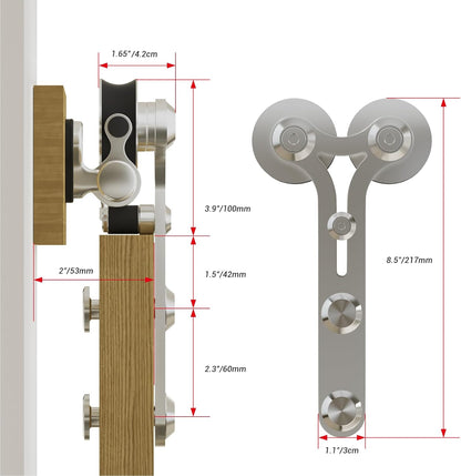 6FT Sliding Barn Door Hardware Kit, Stainless Steel Track for Single Door, Smoothly and Quietly, Fit 36" Door Panel(Y Shape Hanger)