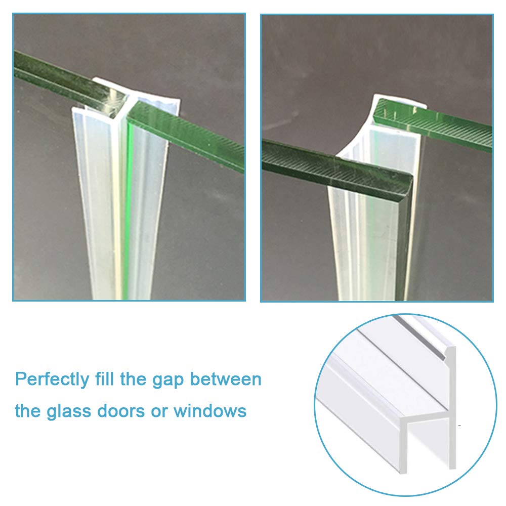 TSMST Glass Shower Door Seal Strip,120 Inch Soft Shower Door Sweep Seal Strip to Stop Leaks for 3/8" Framelss Glass Door,Style 1