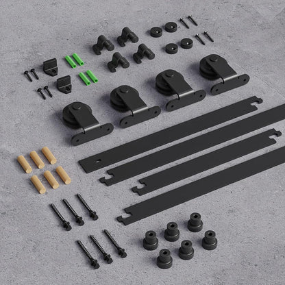 TSMST 274CM/9FT Sliding Barn Door Hardware Kit Track Roller Closet Accessory for Double Door