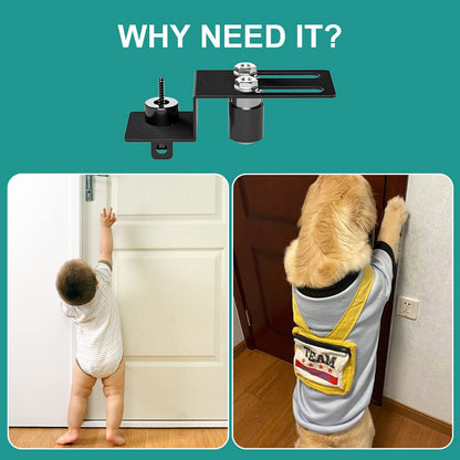 TSMST Child Proof Door Top Lock, Security Door Lock with Double Adjustable Roller, Prevent Scratch Door, Solid and Safety, Black, 2 PCS