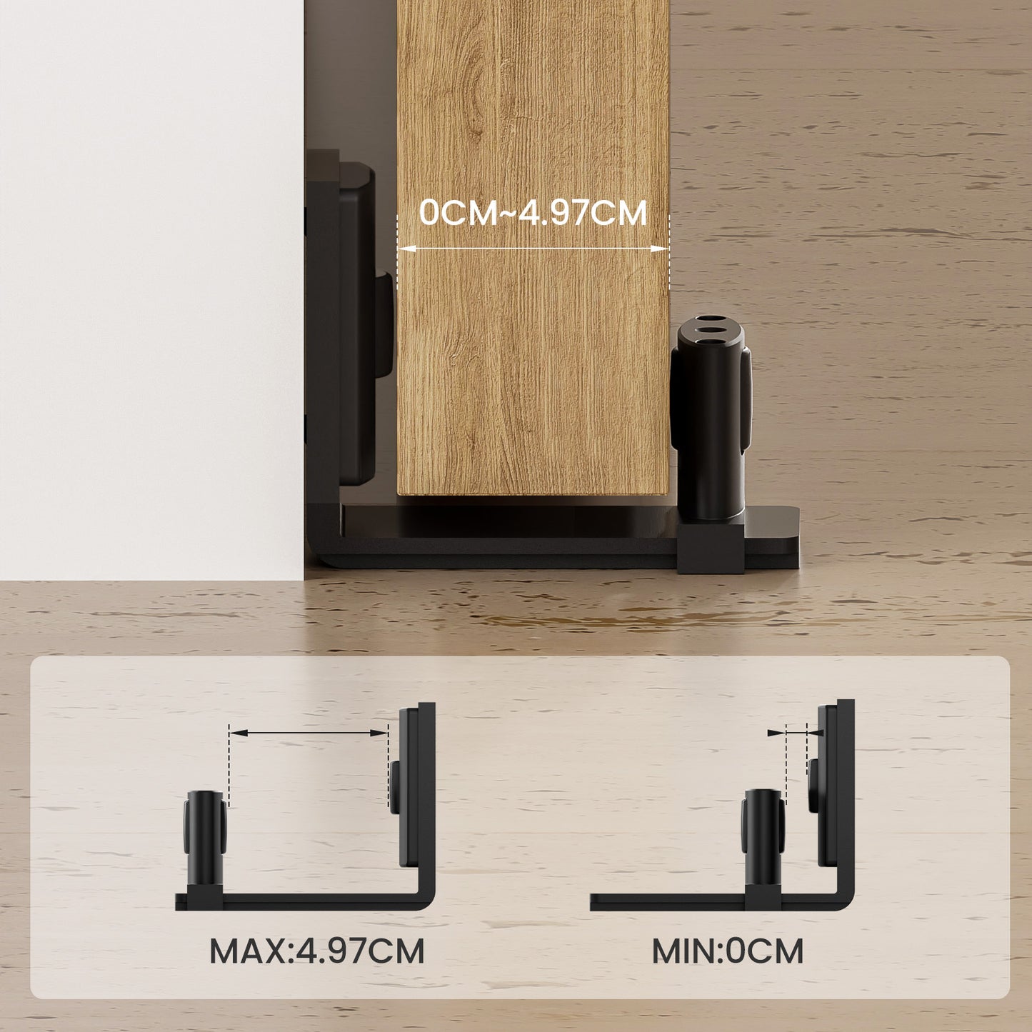 TSMST Sliding Barn Door Adjustable Roller Floor Guide Wall/Door Bottom Guide Flat Style