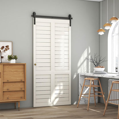 TSMST 107cm/3.5FT Bi-Falte Schiebetürsystem Komplett-Set, Platzsparende Scheunentür Spur Set für 2 Türen,Grundlegender Stil, Glatt und Ruhig (keine Tür)