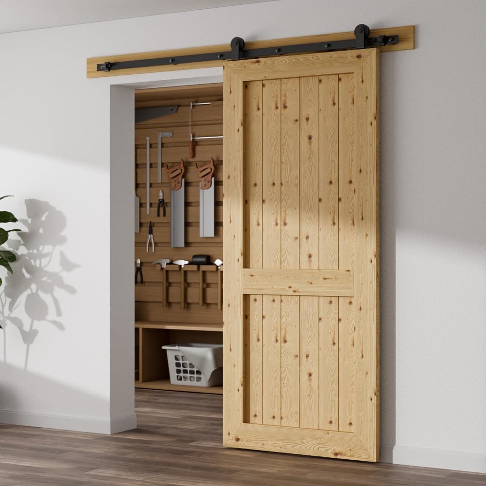 TSMST 213CM/7FT Schiebetürbeschläge Schiebetüren Schiebetürsystem Komplettset Laufschiene Rollen Set T-Form