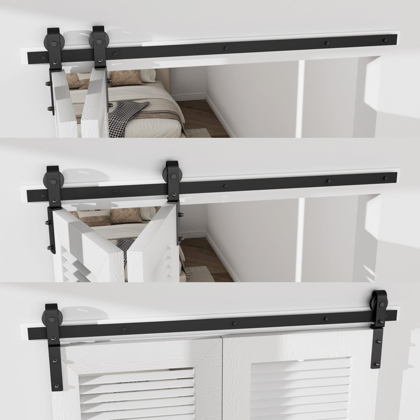 TSMST 130CM/4.3FT Bi-Folding Sliding Barn Door Hardware,Quietly Simple and Easy to Install for 2 Doors Hardware Kit, Applicable to Door Openings 100-110CM