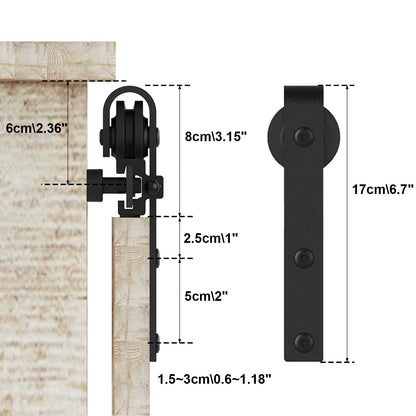 TSMST 2.5FT Cabinet Mini Sliding Barn Door Hardware Kit, Single Barn Door Track Set, Apply for Storage Window TV Stand Closet (No Cabinet)