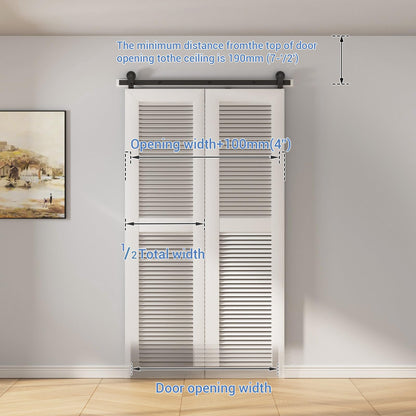 TSMST 100CM/3.3FT Bi-Folding Sliding Barn Door Hardware Kit, Heavy Duty Sturdy Barn Door Track Set, Smoothly and Quietly, for 2 Doors [Hardware Kit Only, No Door ]