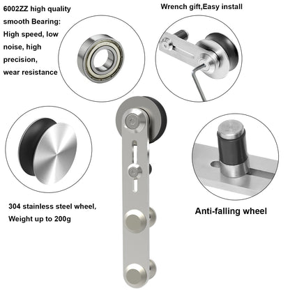 TSMST 6FT Sliding Barn Door Hardware Kit, Stainless Steel Heavy Duty Sturdy Barn Door Track for Single Wood Door, Slide Smoothly Quietly (I Style)