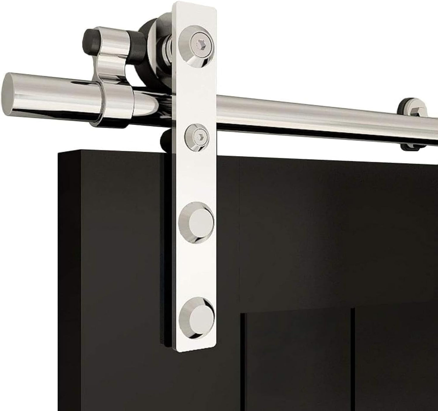 TSMST 4FT Stainless Steel Sliding Barn Door Hardware Kit for Single Wooden Door,Smoothly and Quietly,Fit 24" Door Panel(J Shape Hanger)