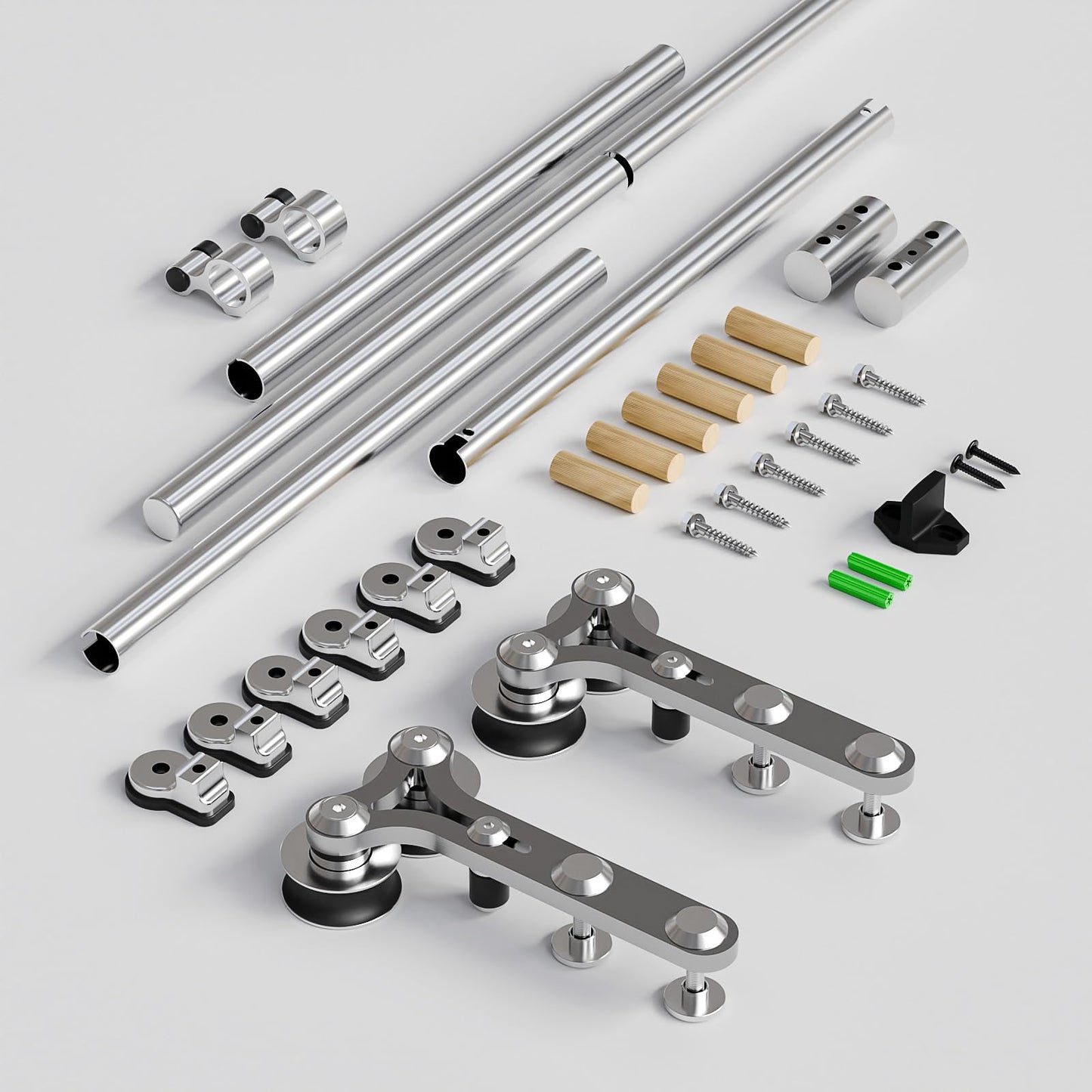 TSMST 244CM/8FT Sliding Barn Door Hardware Kit Track Roller Closet Accessory for Single Door Stainless Steel Kit