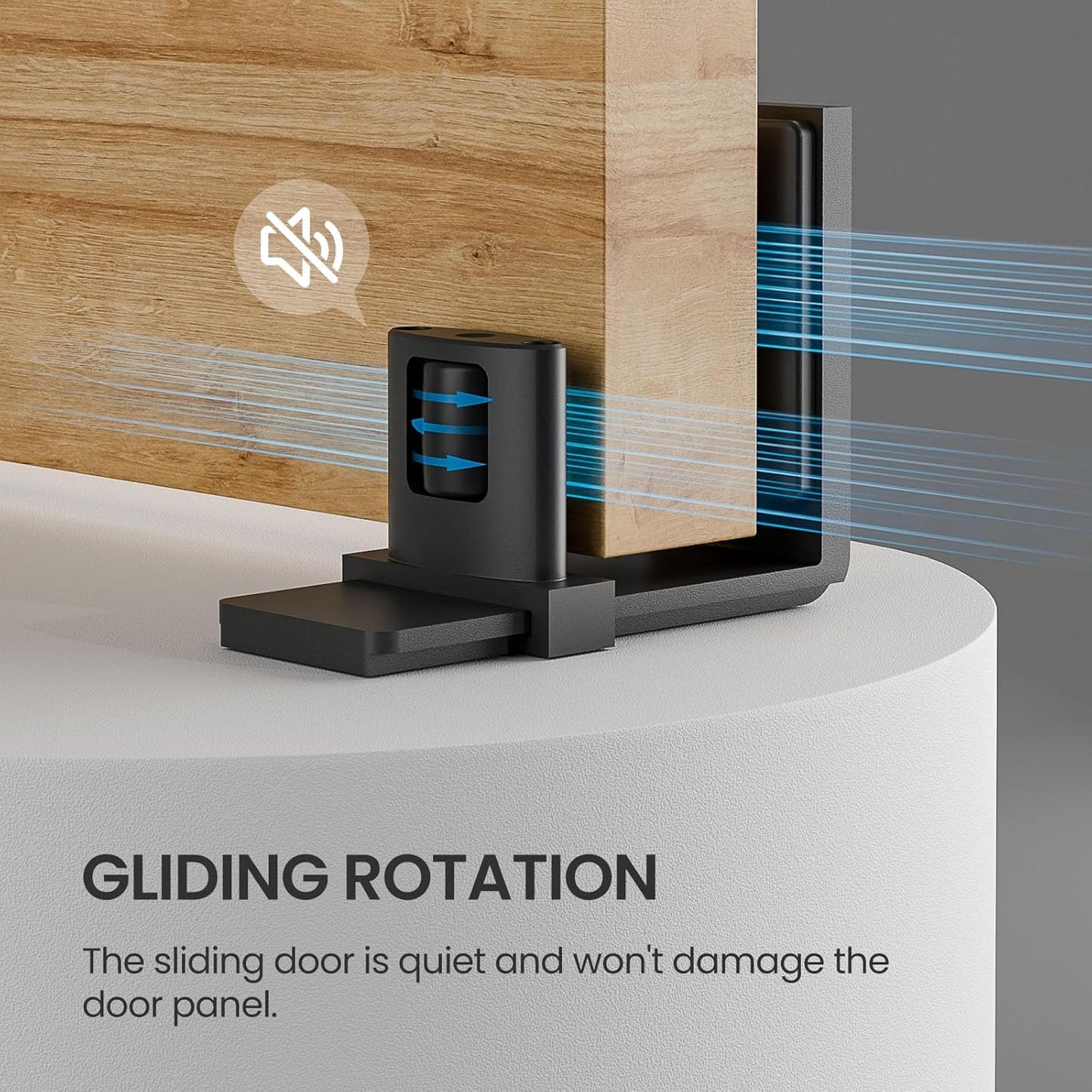 TSMST Schiebetür-Bodenführung,verstellbare Scheunentorführung,schwarz,Scheunentor-Rolle für max.4.8cm dicke Tür,Scheunentor-Bodenrolle,Wandhalterung,Aluminium