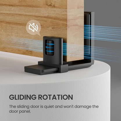 TSMST Schiebetür-Bodenführung,verstellbare Scheunentorführung,schwarz,Scheunentor-Rolle für max.4.8cm dicke Tür,Scheunentor-Bodenrolle,Wandhalterung,Aluminium