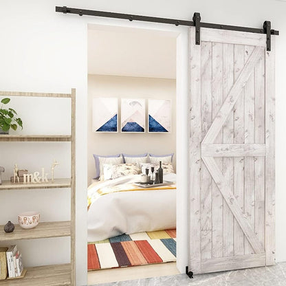 TSMST 213 cm Schiene für Schiebetüren, Schwarz und Rustikal, Zubehör-Set mit Bodenführung, verstellbar, für Einzeltür