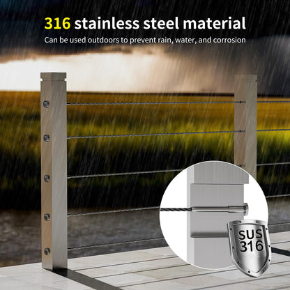 40 Pack 1/8" Stainless Steel Invisible Receiver and Swage Stud End Cable Railing, Deck Stair Threaded End Fitting for Wood & Metal Post, T316 Marine Grade Stainless Steel