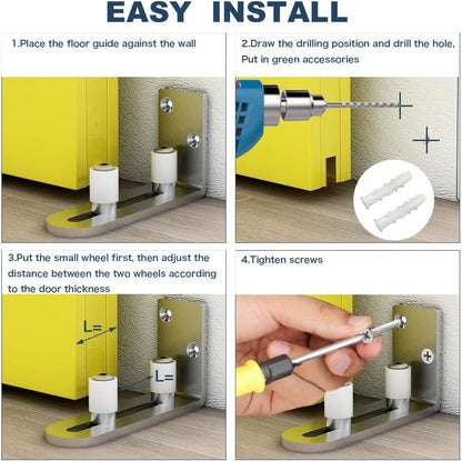 TSMST Adjustable Floor Guide Sliding Barn Door Wall/Door Bottom Guide Stainless Steel Style（1PC)