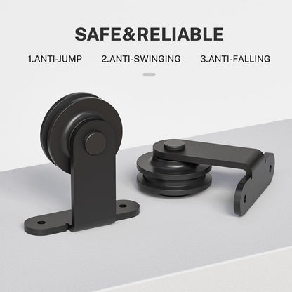 TSMST 213CM/7FT Schiebetürbeschläge Schiebetüren Schiebetürsystem Komplettset Laufschiene Rollen Set T-Form