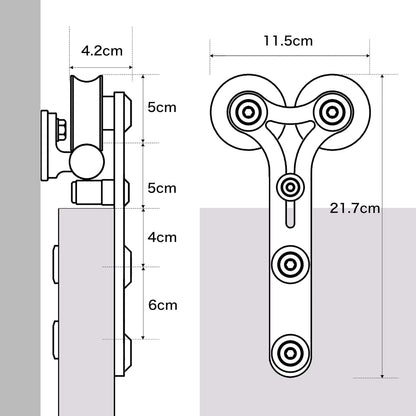 TSMST 183CM/6FT Edelstahl Laufschiene Schiebetürbeschlag für Einzelne Holztüren, Reibungslos und Leise (Y-Form-Aufhänger)