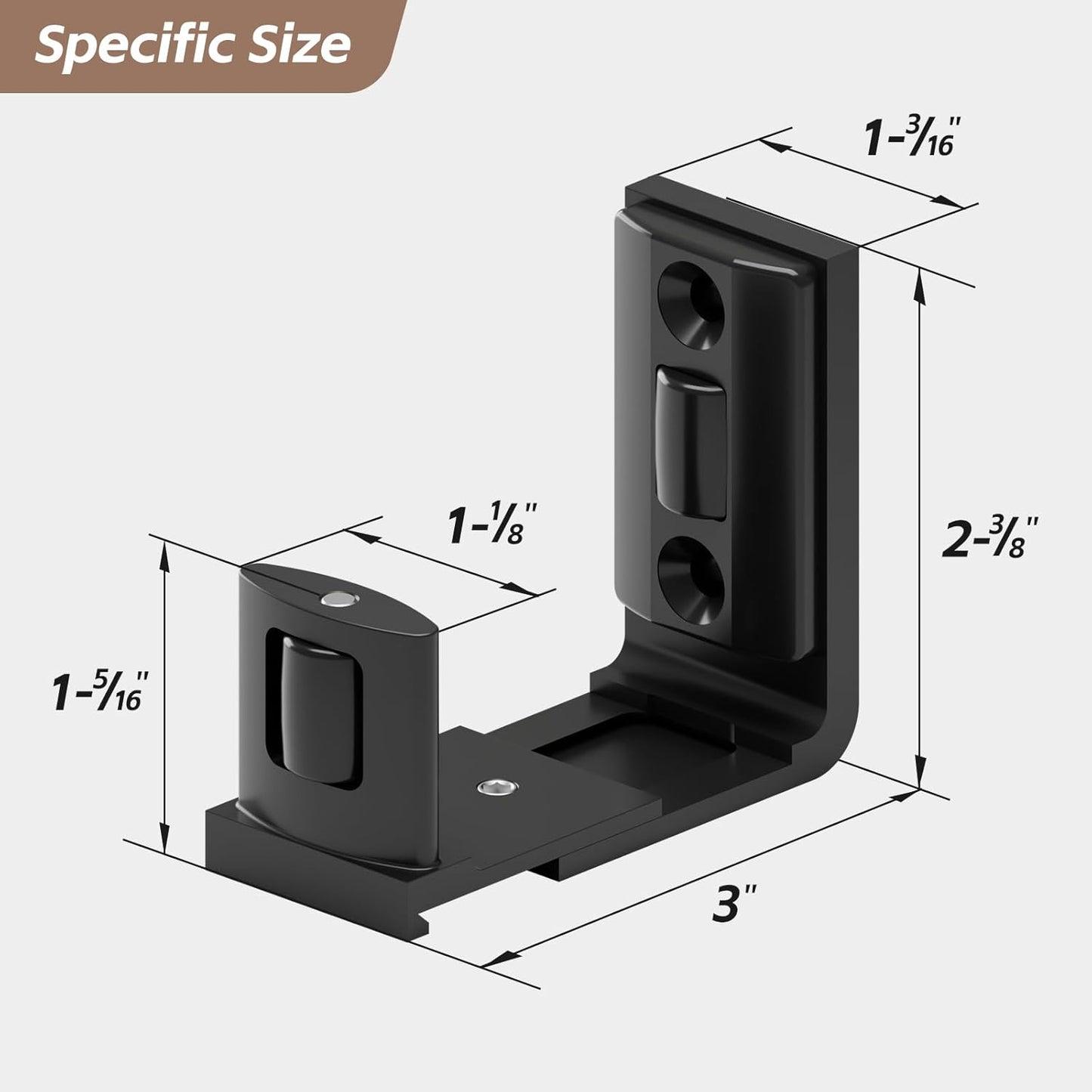 TSMST Scheunentor-Bodenführung für Wand/Tür, verstellbare Schiebetür-Bodenführung, schwarz,Türstopper für Türen mit einer Dicke von 25–48 mm