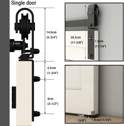 TSMST 107cm/3.5FT Bi-Falte Schiebetürsystem Komplett-Set, Platzsparende Scheunentür Spur Set für 2 Türen,Grundlegender Stil, Glatt und Ruhig (keine Tür)
