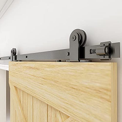 TSMST 5.5FT/173CM Sliding Door Track Kit, Internal Barn Sliding Wood Doors Rail T Mount Hangers Black for Single Door