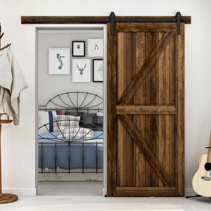 213cm/7FT Schiebetürbeschlag Set Schiebetürsystem Zubehörteil für Schiebetüren Innentüren, Schwarz/Sliding Barn Door Hardware Kit