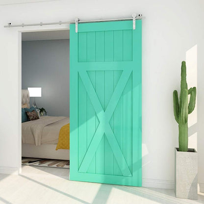 TSMST 244CM/8FT Sliding Door Track Barn Door Hardware Kit Closet Rail Roller Accessory Stainless Steel Material