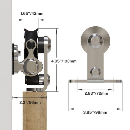 TSMST 122CM/4FT Sliding Barn Door Hardware Kit Track Roller Closet Accessory for Single Door Stainless Steel Kit