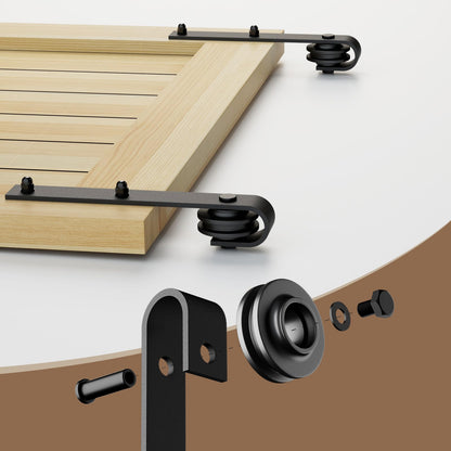 TSMST 200CM/6.6FT Sliding Door Track Barn Door Hardware Kit Closet Rail Roller Accessory Adjustable Floor Guide