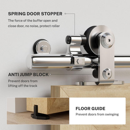 TSMST 244CM/8FT Sliding Barn Door Hardware Kit Track Roller Closet Rail Accessory Stainless Steel