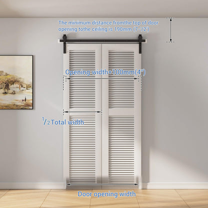 TSMST 120CM/4FT Bi-Folding Sliding Barn Door Hardware Kit, Heavy Duty Sturdy Barn Door Track Set, Smoothly and Quietly, Fits 2 Doors (No Door)