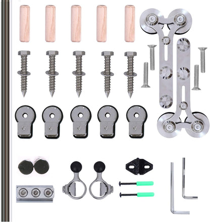 TSMST 183CM/6FT Edelstahl Laufschiene Schiebetürbeschlag für Einzelne Holztüren, Reibungslos und Leise (Y-Form-Aufhänger)