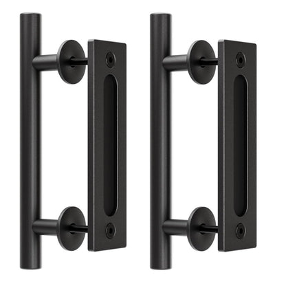 TSMST 30CM Sliding Door Handle Double Sided Barn Door Handle Embedded Invisible Alloy Steel Frosted Black 2PC
