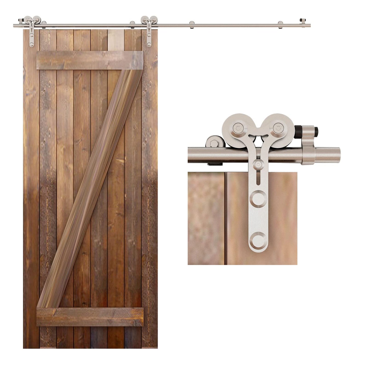 TSMST 6FT Sliding Barn Door Hardware Kit, Stainless Steel Heavy Duty Sturdy Barn Door Track for Single Wood Door, Slide Smoothly Quietly (Y Style)