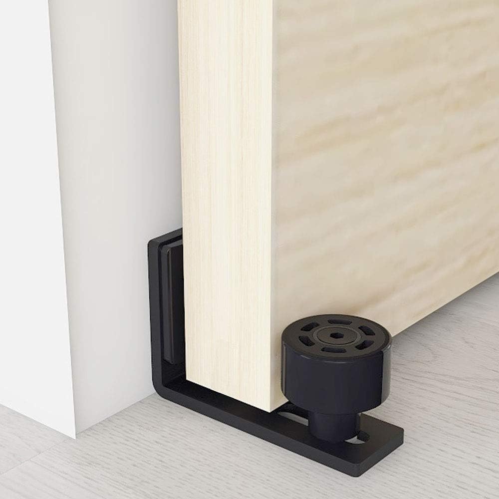 TSMST 152cm Schiebetürsystem Komplett Set für Schiebetüren mit Bodenführung Schwarz Schienen Kit Passend für eine einzelne Holztür, J-Form