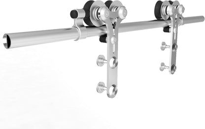 TSMST 200cm/6.6ft Edelstahl Laufschiene Schiebetürbeschlag für Einzelne Holztüren, Reibungslos und Leise (Y-Form-Aufhänger)