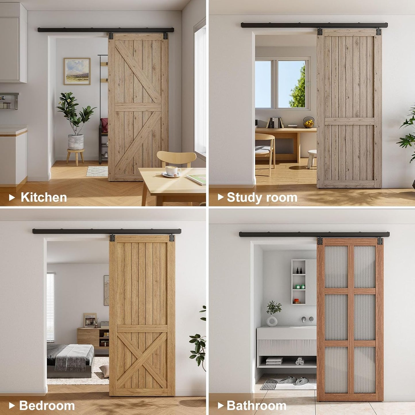 TSMST 6.6FT/200CM Kastenschiene Schiebetürsystem Komplett-Set Aluminiumlegierung Wandhalterung,Schiebetür Hardware Kit für Schiebetüren glatt und Heavy Duty für Einzeltür