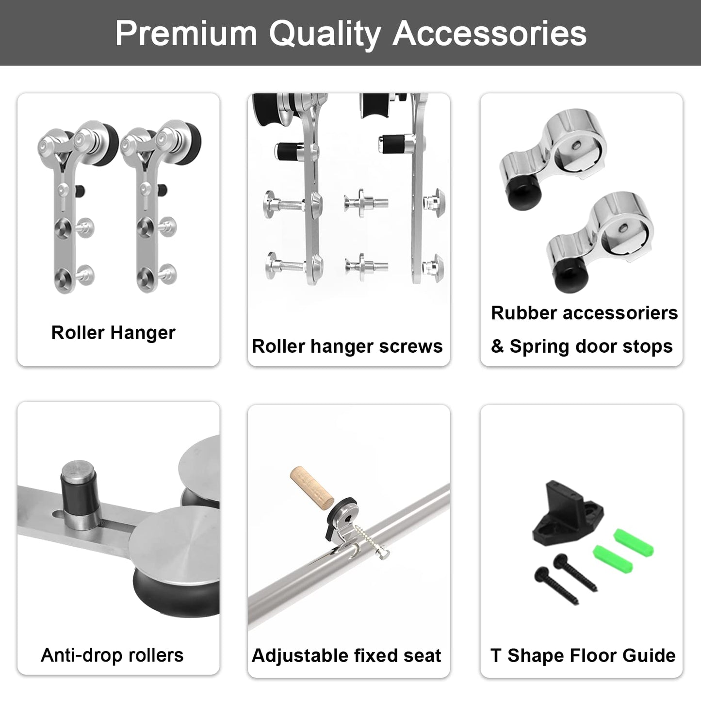 TSMST 6FT Sliding Barn Door Hardware Kit, Stainless Steel Heavy Duty Sturdy Barn Door Track for Single Wood Door, Slide Smoothly Quietly (Y Style)