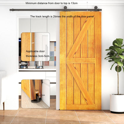 TSMST 6FT/183CM Sliding Door Track Kit, Internal Barn Sliding Wood Doors Rail T Mount Hangers Black for Single Door